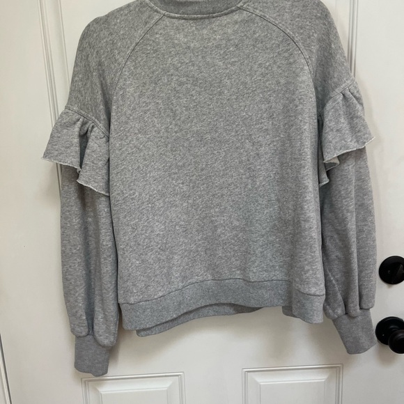 Something navy gray 100% cotton sweatshirt ruffle size medium buttons - Picture 5 of 5
